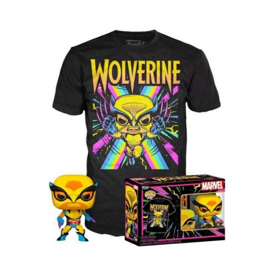 Picture of Funko Pop! Tees: Marvel X-Men Wolverine (Blacklight) (Special Edition) #802 Bobble Head Vinyl Figure & T-Shirt - M