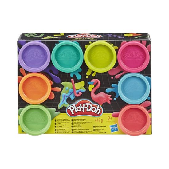 Picture of Hasbro Play-Doh Neon Non Toxic Set of 8 Colours Cans (E5063)