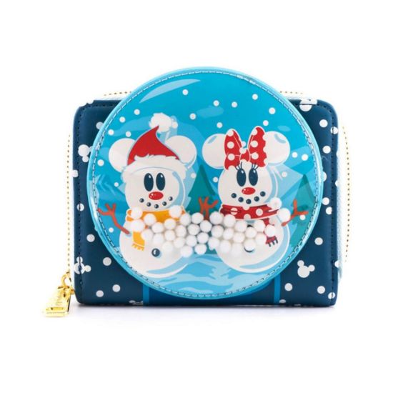 Picture of Loungefly Disney Snowman Mickey Minnie Snow Globe Zip Around Wallet (WDWA1786)