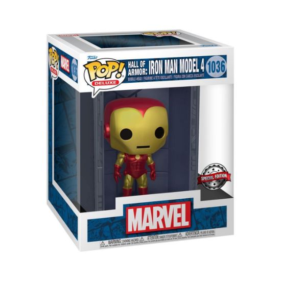 Picture of Funko Pop! Deluxe: Marvel Hall of Armor: Iron Man Model 4 (Metallic) (PX Previews Exclusive) #1036 Bobble-Head Vinyl Figure