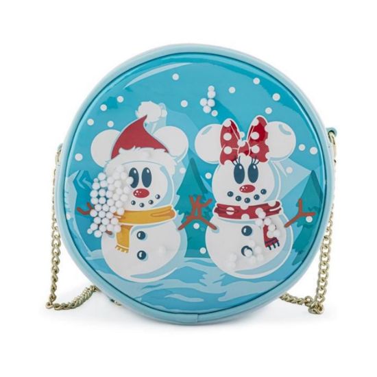 Picture of Loungefly Disney Snowman Mickey Minnie Snow Globe Crossbody Bag (WDTB2339)