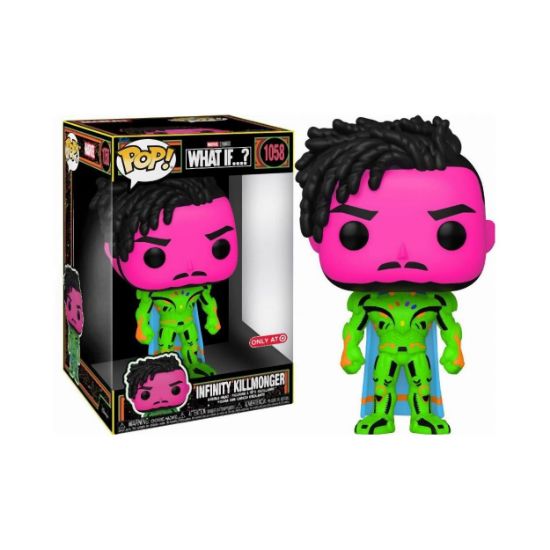 Picture of Funko Pop! Marvel Jumbo: What If...? - Infinity Killmonger (Blacklight) (Special Edition) #1058 Bobble-Head Vinyl Figure (10")