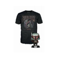 Picture of Funko Pop! & Tee (Adult): Disney Star Wars The Mandalorian - Boba Fett Bobble-Head Vinyl Figure and T-Shirt (M)