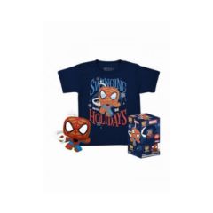 Picture of Funko Pocket Pop! & Tee (Child): Marvel - Gingerbread Spider-Man (Special Edition) Bobble-Head Vinyl Figure & T-Shirt (XL)