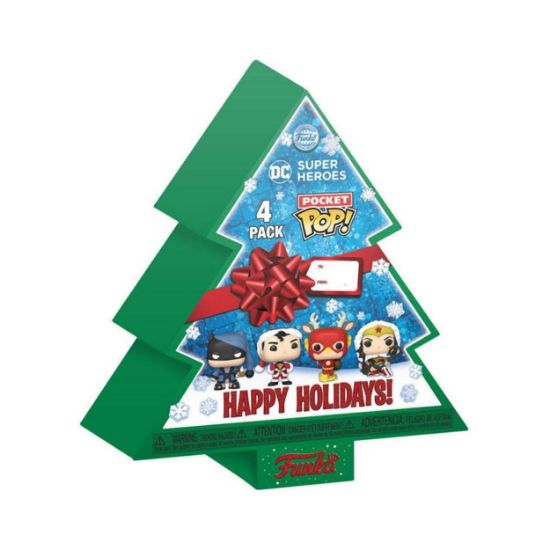 Picture of Funko Pocket Pop! 4-Pack Marvel - Happy Holidays Tree Box (Glows in the Dark) (Diamond Collection) Vinyl Figures Keychain