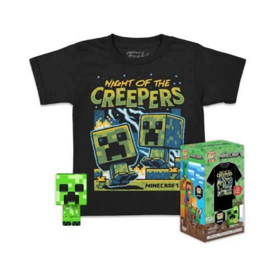 Picture of Funko Pocket Pop! & Tee (Child): Minecraft - Blue Creeper (Glows in the Dark) Vinyl Figure & T-Shirt (L)