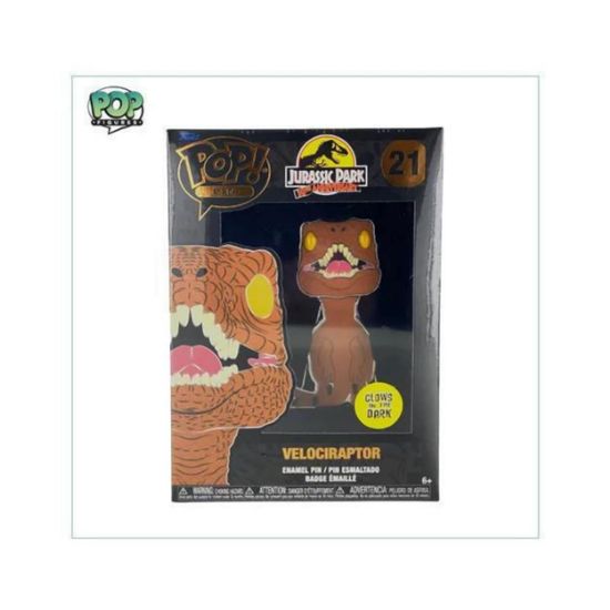 Picture of Funko Pop! Jurassic Park 30th Anniversary - Velociraptor (Glows in the Dark) Large Enamel Pin