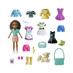 Picture of Mattel Polly Pocket: Medium Pack - Painting Dark Skin Doll with Pet (HKV91)