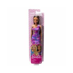 Picture of Mattel Barbie Purple Dress with Flowers - Dark Skin Doll Doll with Purple Dress (HGM57)