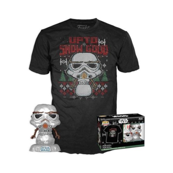 Picture of Funko Pop! & Tee (Adult): Star Wars - Holiday Stormtrooper (Metallic) Vinyl Figure & T-Shirt (S)