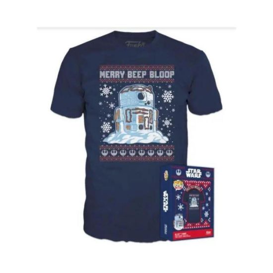 Picture of Funko Pocket Pop! & Tee (Child): Disney Star Wars - Holiday R2-D2 (Metallic) Vinyl Figure & T-Shirt (XL)