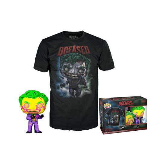 Picture of Funko Pop! & Tee (Adult): Comic Cover DC - The Joker (Blacklight)  (Special Edition) Vinyl Figure & T-Shirt (L)