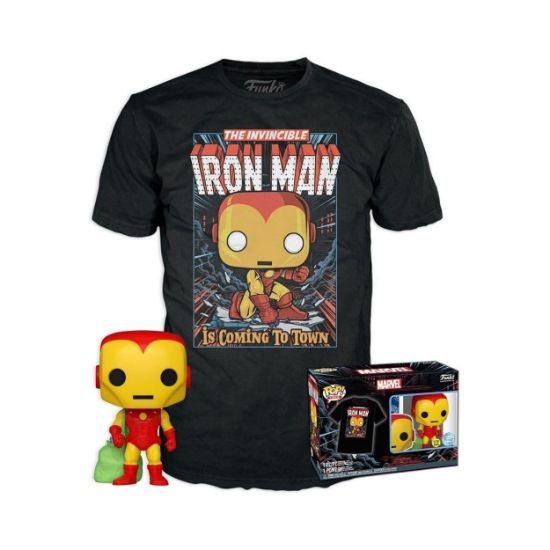 Picture of Funko Pop! & Tee (Adult): Marvel - Holiday Iron Man (Glows in the Dark) Vinyl Figure & T-Shirt (S)