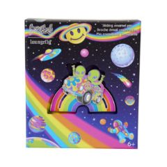 Picture of Loungefly Lisa Frank Zoomer & Zorbit Rainbow 3" Collector Box Sliding Pin (LSFPN0010)