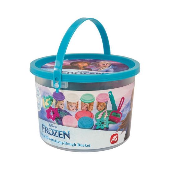 Picture of AS Dough Disney Frozen Bucket With 4 Pots - 3D Caps And 8 Tools 200gr For Ages 3+