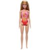 Picture of Mattel Barbie: Beach - Blond Hair Doll Wearing Pink Palm Tree-Print Swimsuit (HPV19)