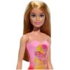 Picture of Mattel Barbie: Beach - Blond Hair Doll Wearing Pink Palm Tree-Print Swimsuit (HPV19)