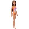 Picture of Mattel Barbie: Beach - Light Brown Hair Doll Wearing Tropical Pink and Orange Swimsuit (HPV21)