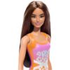 Picture of Mattel Barbie: Beach - Light Brown Hair Doll Wearing Tropical Pink and Orange Swimsuit (HPV21)