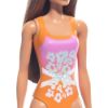 Picture of Mattel Barbie: Beach - Light Brown Hair Doll Wearing Tropical Pink and Orange Swimsuit (HPV21)