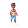 Picture of Mattel Barbie Club Chelsea Mini Doll - Small Dark Skin Boy Doll Wearing Removable Romper & Shoes with Brown Hair (HNY58)