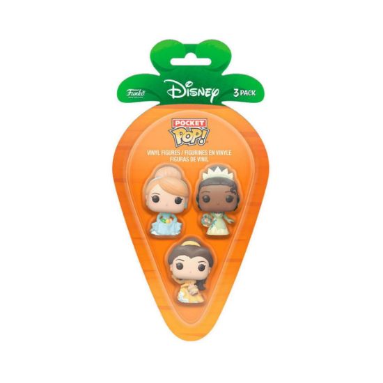 Picture of Funko 3-Pack Carrot Pocket Pop!: Disney Princess - Cinderella / Tiana / Bella Vinyl Figures