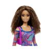 Picture of Mattel Barbie Doll - Fashionistas #206 With Crimped Hair And Freckles - Rainbow Marble Swirl Dress (HJT03)