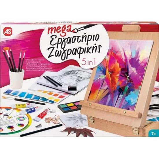 Picture of Mega Painting Workshop Drawing Set 5 in 1 With Wooden Case-Easel For Ages 7+