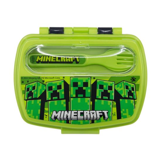 Picture of Stor: Minecraft - Funny Sandwich Box With Cutlery (40409)