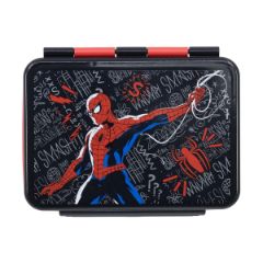 Picture of Stor: Marvel: Spiderman Black Board -  Stainless Steel Clamp Rectangular Sandwich Box (1100ml) (74756)