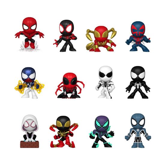 Picture of Funko Mystery Minis: Marvel Comics - Spider-Man, Miles Morales, Iron Spider, Spider-Man 2099, Captain Universe, Superior Spider-Man, Anti-Venom Suit Peter Parker, Symbiote Suit Peter Parker, Spider-Gw