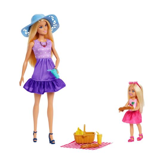 Picture of Mattel Barbie: Family & Friends - Barbie Malibu & Club Chelsea Sister PicNic Dolls (JBF43)