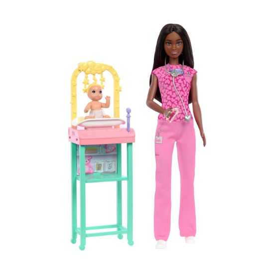 Picture of Mattel Barbie: You Can Be Anything - Doctor Doll with Black Hair and Dark Skin (JCR73)