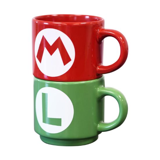 Picture of Pyramid Nintendo: Super Mario (Mario Luigi Initial) Stackable Mug Set (GP86738)