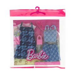 Picture of Μattel Barbie: Fashions 2-Pack Clothing Set - Jean Dress, T-Shirt, Jean Shorts, Jean Bustier & Accessories (HRH45)