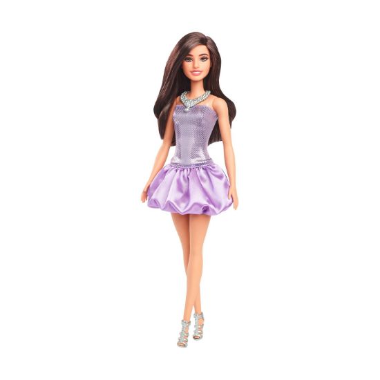 Picture of Mattel Barbie: Fashionistas #234 - Brown Hair with Metallic Purple Dress Doll (HYT92)