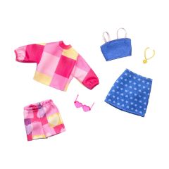 Picture of Mattel Barbie Fashions 2-Pack - Jean Bralette, Pink Shorts, Pink Hoodie & Jean Skirt (HRH42)
