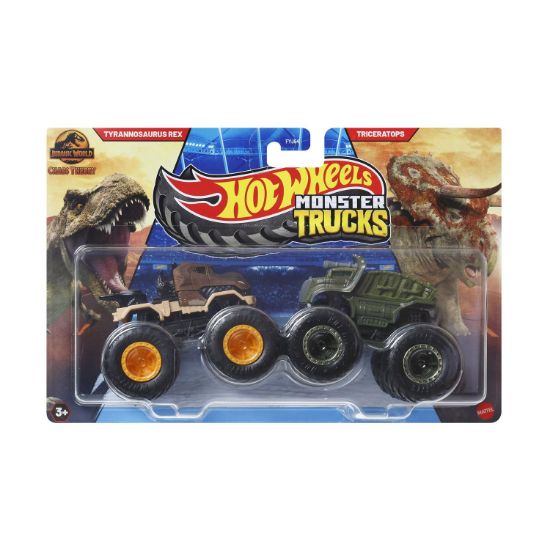 Picture of Mattel Hot Wheels Monster Trucks: Demolition Doubles Jurrasic World - Tyrannosaurus Rex VS Triceratops (JCC72)