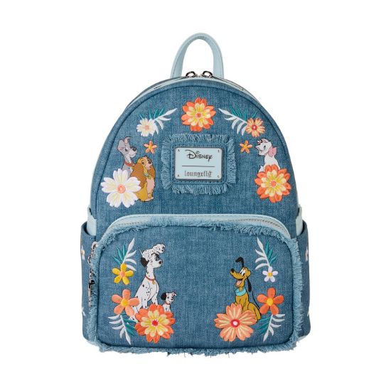Picture of Loungefly Disney: Dogs & Cats Faux Denim Fringe Mini Backpack(WDBK4022)