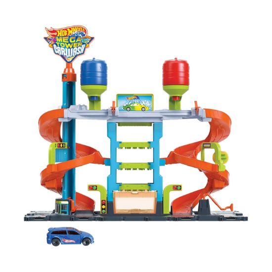 Picture of Mattel Hot Wheels City: Mega Tower Car Wash Color Shifters Playset (HDP05)
