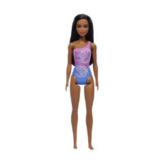 Picture of Mattel Barbie: Beach - Dark Skin Doll Wearing Tropical Pink and Blue Swimsuit (HXX49)