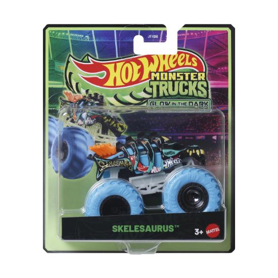 Picture of Mattel Hot Wheels: Monster Trucks Glow In The Dark - Skelesaurus Vehicle (JCG70)