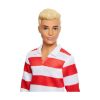 Picture of Mattel Barbie: Ken - Red White Stripes T-Shirt  & Pink Shorts with Blonde Hair Doll Fashionistas (HYV01)