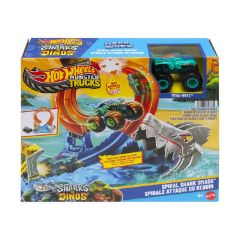 Picture of Mattel Hot Wheels Monster Trucks: Sharks VS. Dinos - Spiral Shark Smash Playset (JFR08)