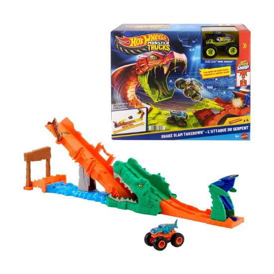 Picture of Mattel Hot Wheels Speed Snap: Monster Trucks - Crocodile Crash Challenge Playset (JJN45)