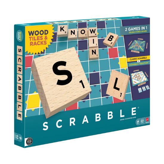 Picture of Mattel Games Family: Scrabble - New Scrabble with Wooden Letters (Greek Language) (JLJ58)