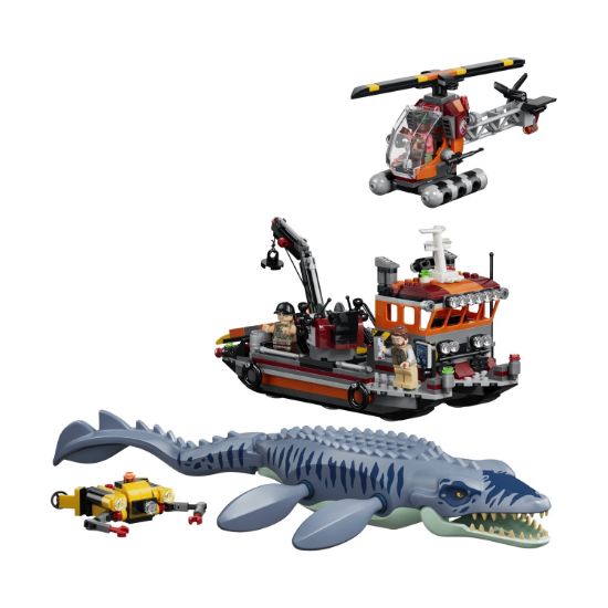Picture of LEGO Jurassic World Mosasaurus Dinosaur Boat Attack (77983)