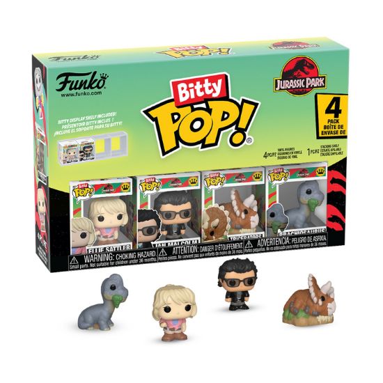 Picture of Funko Bitty Pop! 4-Pack: Jurassic Park - Ellie Sattler, Ian Malcolm, Triceratops, Brachiosaurus Vinyl Figures