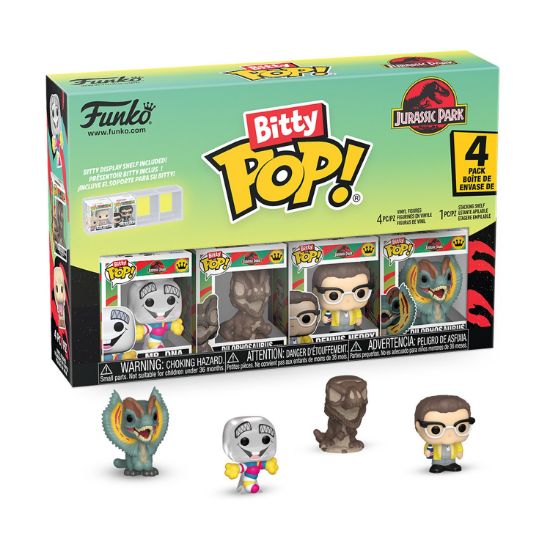 Picture of Funko Bitty Pop! 4-Pack: Jurassic Park - Mr. DNA, Dilophosaurus Fossil, Dennis Nedry, Dilophosaurus Vinyl Figures