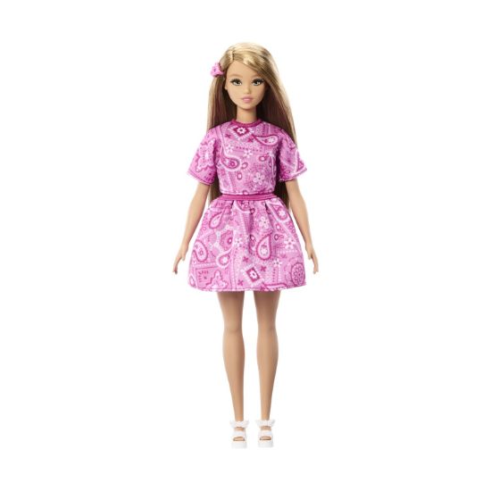 Picture of Mattel Barbie: Style - Barbie Fashionistas Doll with Blonde Hair, Wearing Pink Paisley Skirt & Pink Paisley Shirt #249 (JJN62)